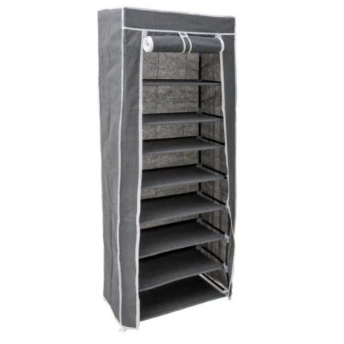 SCARPIERA ARMADIO IN TNT 9 RIP. C/STRUTTURA MET. 61X30X160CM GRIGIO