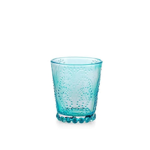 Set sei bicchieri garden in vetro lavorato colore azzurro cl 35H&H