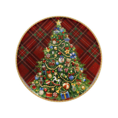 PIATTO PORTATA CHRISTMAS TARTAN   PORCELLANA