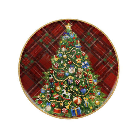 PIATTO PORTATA CHRISTMAS TARTAN PORCELLANA