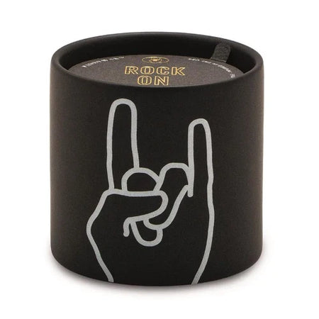 CANDELA IN CERAMICA NERA IMPRESSIONS 163G - ROCK ON - PELLE + MUSCHIO DI QUERCIA