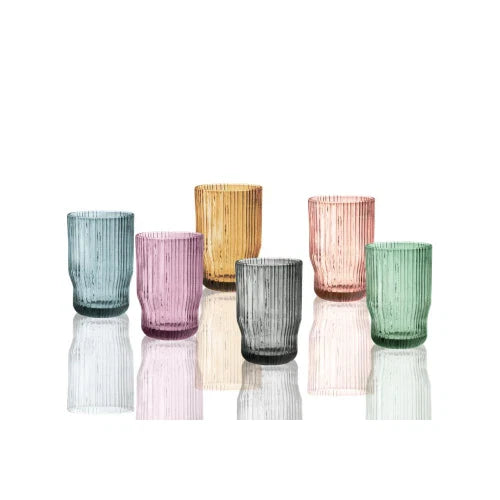 Brandani BICCHIERE PLISSE SET 6 PZ COLORI ASSORTITI VETRO