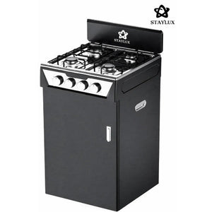 CUCINA A GAS 4 FUOCHI - FORNELLO A GAS 4 FUOCHI CON VANO   PORTABOMBOLA | NERO