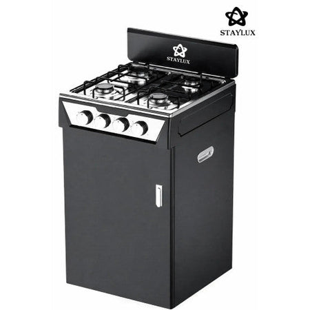 CUCINA A GAS 4 FUOCHI - FORNELLO A GAS 4 FUOCHI CON VANO   PORTABOMBOLA | NERO