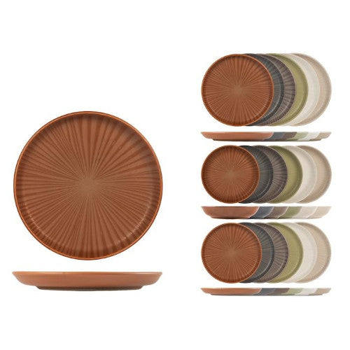 Servizio 18 piatti tavola universe forma nordica in stoneware colori assortitiH&H