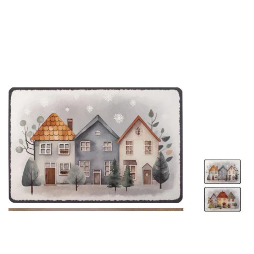 Set due tovagliette In sughero decoro case 43x28 cmH&H