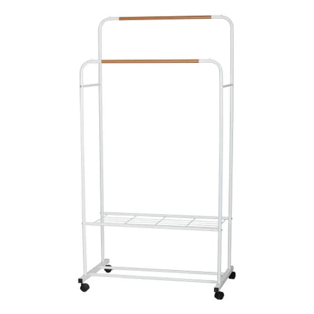 APPENDIABITI DOPPIO BIANCO/ EFF LEGNO 80X50X130-155CM CON DUE RIPIANI