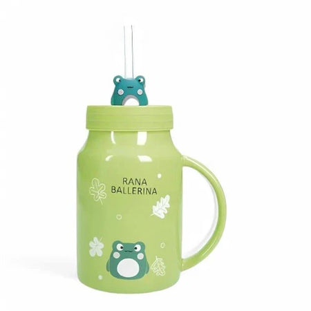 Brandani Mug Amico Mio Rana NEW BONE CHINA C/TAPPO E CANNUCCIA SILICONE