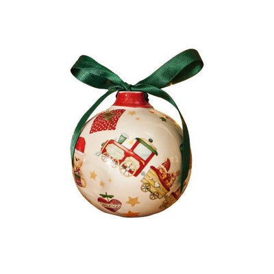 PALLA DI NATALE TRENINO CERAMICA