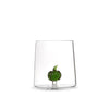 Bicchiere in vetro borosilicato trasparente con miniature decoro zucca verdeH&H