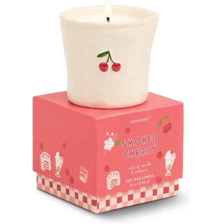 Candela in ceramica Bistro da 226 g (8 oz) con decorazione a ciliegia in rilievo - Ciliegia affumicata