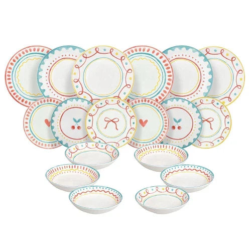 Servizio piatti 18 pezzi Cherry Pop Multicolor