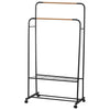 APPENDIABITI DOPPIO NERO/ EFF LEGNO 80X50X130-155CM CON DUE RIPIANI