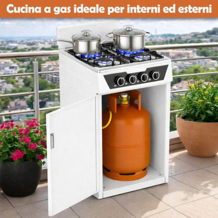 Mobilfornello 4F Con Vano Portabombola Staylux Poker Bianco