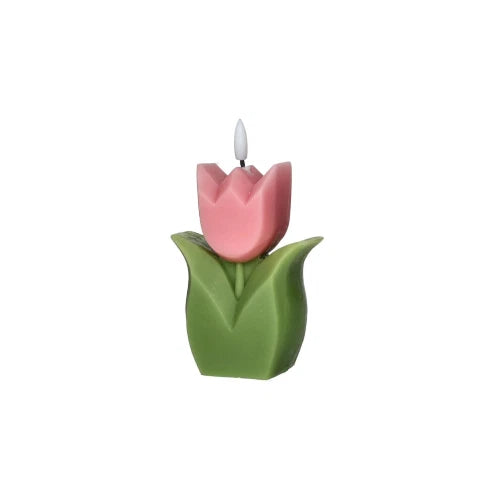 Brandani Candela LED Tulipano 15cm in Paraffina colore rosa