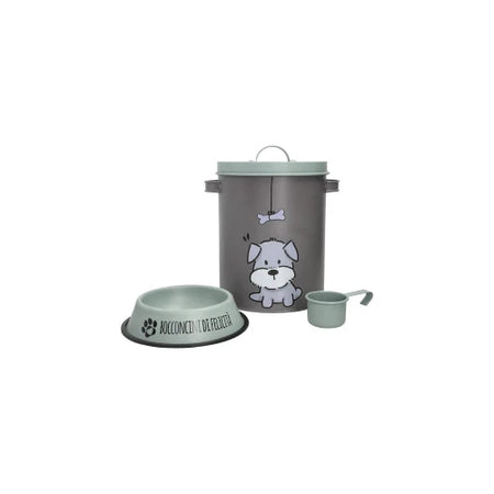 Brandani CONTENITORE PET GRIGIO C/CIOTOLA E MISURINO CARTA DA ZUCCHERO METAL