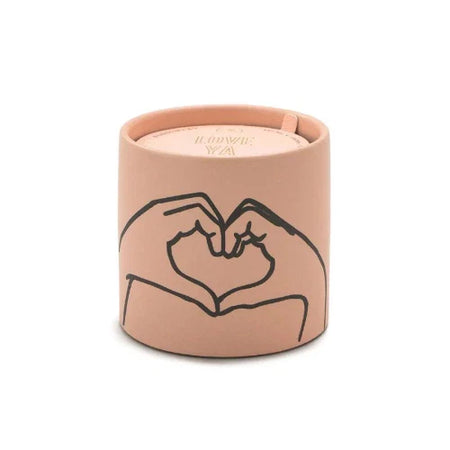 Candela in ceramica Impressions 163 g - Rosa antico - Cuore - Tabacco e vaniglia