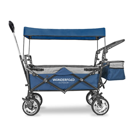 Passeggino pieghevole con tettuccio e traino Wonderfold S4-Blu