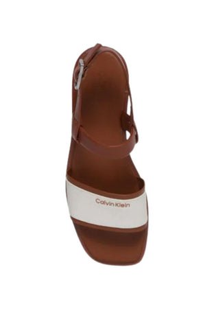 calvin klein SANDALI SQUARED FLAT SANDAL - CANVAS da donna