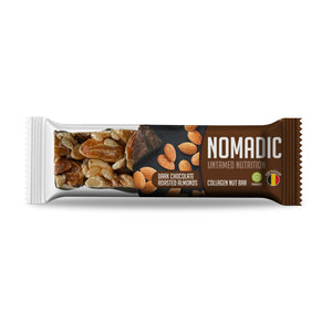 Barretta Biologica croccante con puro Cioccolato Fondente Belga,Mandorle, Anacardi e collageno 40g