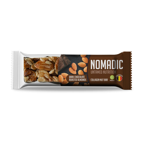 Barretta Biologica croccante con puro Cioccolato Fondente Belga,Mandorle, Anacardi e collageno 40g