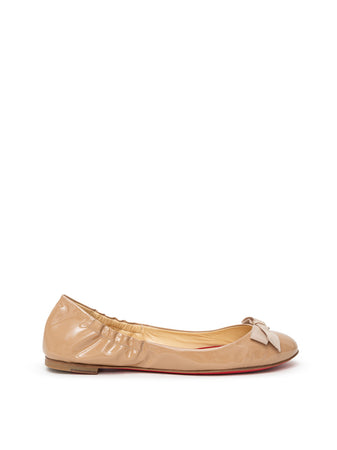 Christian Louboutin Ballerina Gloriana in Vernice Beige da donna