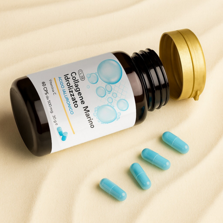 Collagene Marino Idrolizzato con Acido Ialuronico e Vitamina C – Supporto per Pelle Luminosa, Articolazioni e Ossa | Alta Biodisponibilità | CL-38 AlohaLabs 60 Compresse 500MG