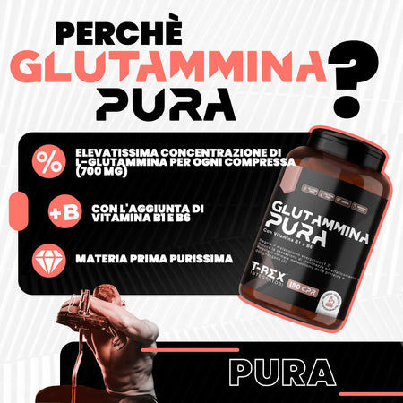 Integratore Di Glutamina Pura L-glutammina Pura | Stimola Aumento Gh Ormone Della Crescita | Diminuisce Fatica Post Allenamento | Integratore Di Glutamina Amminoacido Made In Italy | 120 Compresse T-rex Integratori