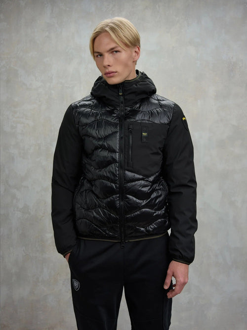 Blauer Giubbino uomo piumino Albert in neoprene e nylon con cappuccio