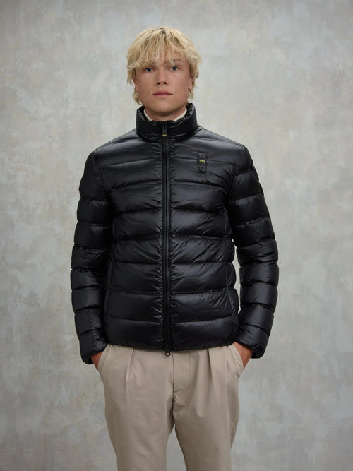 Blauer giubbino uomo Belmont piumino lucido nero con collo coreana