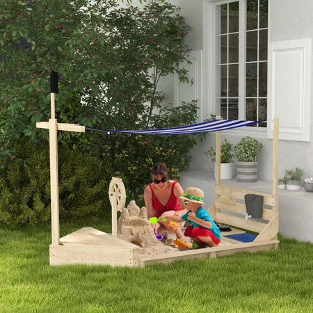 Sabbiera-per-Bambini-3-7-Anni-con-Tettuccio-e-Set-da-Cucina,-in-Legno-di-Abete,-180x103x144.5-cm-ED4343-061V00NDED4