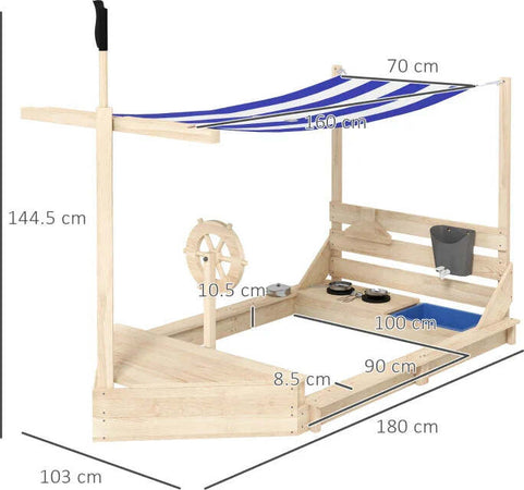 Sabbiera-per-Bambini-3-7-Anni-con-Tettuccio-e-Set-da-Cucina,-in-Legno-di-Abete,-180x103x144.5-cm-ED4343-061V00NDED4