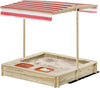 Sabbiera-per-Bambini-3-8-Anni-con-Tettuccio-Regolabile,-in-Legno-di-Abete-e-Poliestere,-118x118x118-cm-ED343-048ED33