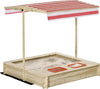 Sabbiera-per-Bambini-3-8-Anni-con-Tettuccio-Regolabile,-in-Legno-di-Abete-e-Poliestere,-118x118x118-cm-ED343-048ED33