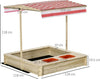 Sabbiera-per-Bambini-3-8-Anni-con-Tettuccio-Regolabile,-in-Legno-di-Abete-e-Poliestere,-118x118x118-cm-ED343-048ED33