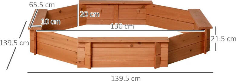 Sabbiera-per-Bambini-in-Legno-con-Sedili-e-Copertura,-Età-3-8-Anni,-139.5x139.5x21.5cm-WD6343-049RDWD6