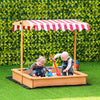 Sabbiera-per-Bambini-in-Legno-con-Tettuccio-Regolabile,-Sedute-e-Vaschette,-107.5x107.5x110-cm-FG6343-053FG6