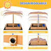 Sabbiera-per-Bambini-in-Legno-con-Tettuccio-Regolabile,-Sedute-e-Vaschette,-107.5x107.5x110-cm-FG6343-053FG6