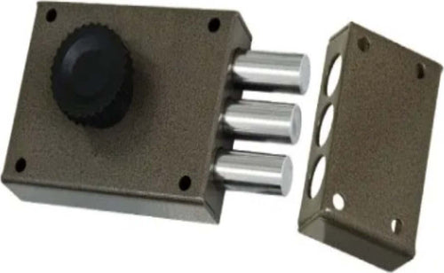 SACAR---SERRATURA-DA-APPLICARE-CON-POMOLO-E-CILINDRO-A-POMPA---4-PISTONI---DESTRA---IN-ACCIAIO-CON-FINITURA-MARRONE