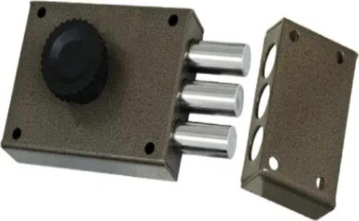 SACAR---SERRATURA-DA-APPLICARE-CON-POMOLO-E-CILINDRO-A-POMPA---4-PISTONI---DESTRA---IN-ACCIAIO-CON-FINITURA-MARRONE