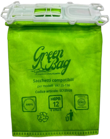 Sacchetti Compatibili LINEA GREEN per Vorwerk Folletto VK135 VK136 (6 PZ)