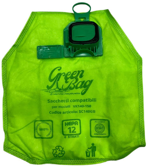 Sacchetti Compatibili LINEA GREEN per Vorwerk Folletto VK140 VK150 6 STRATI