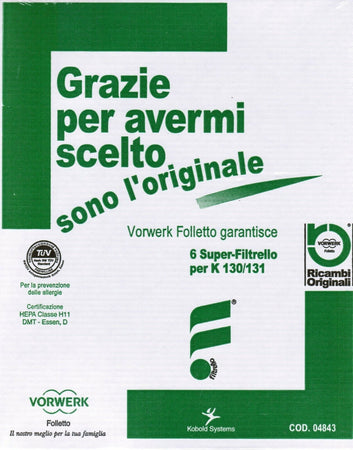 Sacchetti Folletto VK 130 / 131 (originali) Casa e cucina/Aspirapolvere e pulizia di pavimenti e finestre/Accessori per aspirapolvere/Sacchetti per aspirapolvere/Sacchetti per aspirapolvere verticale Grow Up - Casoria, Commerciovirtuoso.it