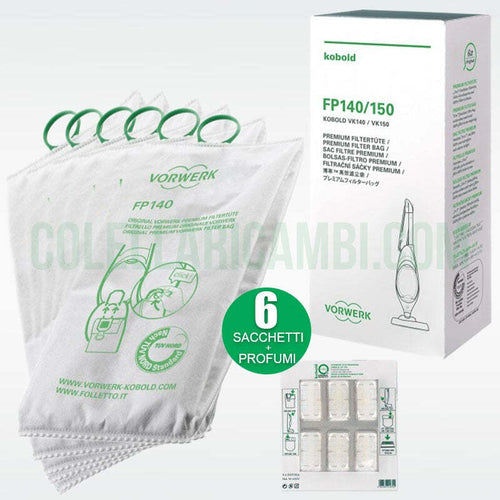 Sacchetti Originali Vorwerk Filtrello Premium FP140 FP150 con Dovine per Folletto VK140 VK150