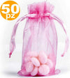 Sacchetti-Rosa-Organza-Bomboniera-Nascita-Matrimonio-Compleanno-Confetti-Regalo