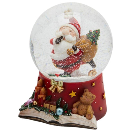 Sfera di vetro con acqua, carillon natalizio con Babbo Natale da Ø 10 x h 15 cm