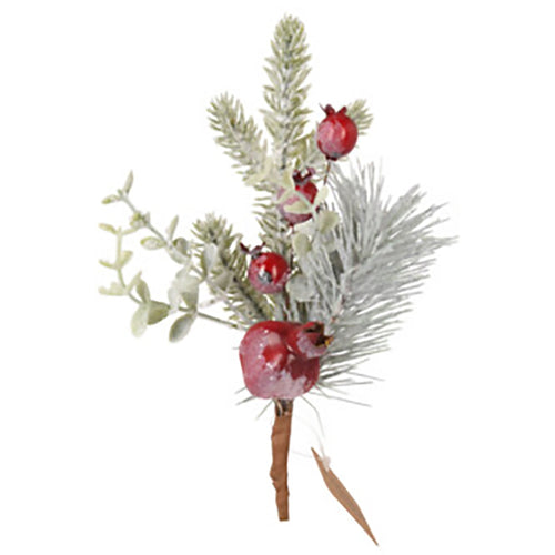 Ramo natalizio decorativo con bacche rosse, per interno ed esterno, da 24 cm