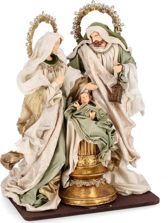 Sacra famiglia con vestiti in tessuto colore verde statue per presepe Casa e cucina/Decorazioni per interni/Addobbi e decorazioni per ricorrenze/Decorazioni natalizie/Presepi/Statuine e fondali per il presepe MagiediNatale.it - Altamura, Commerciovirtuoso.it