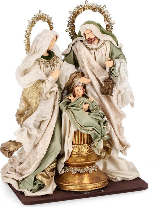 Sacra famiglia con vestiti in tessuto colore verde statue per presepe Casa e cucina/Decorazioni per interni/Addobbi e decorazioni per ricorrenze/Decorazioni natalizie/Presepi/Statuine e fondali per il presepe MagiediNatale.it - Altamura, Commerciovirtuoso.it