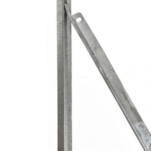 Saetta di tensione per recinzione in acciaio con fori per fissaggio rete metallica elettrosaldata